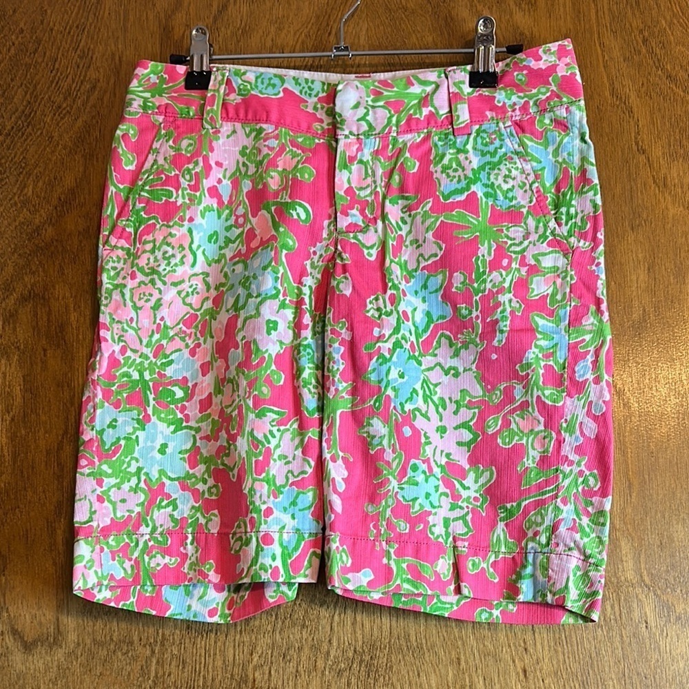 Lilly Pulitzer Flamingo Pink Southern Charm Chipper Bermuda Shorts Size 00 - EUC
